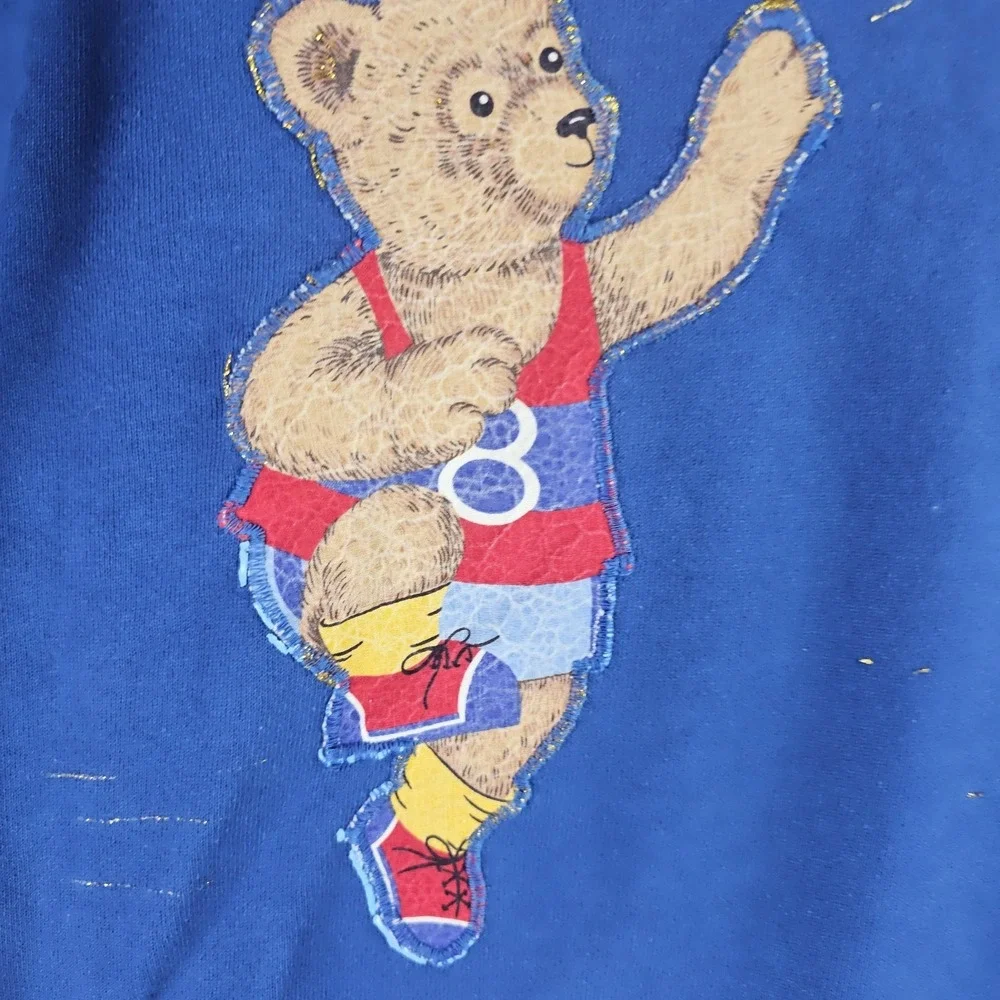 Vintage Jerzees Sweatshirt Boys Large 14-16 Bear Playing Basketball USA 90s BBA